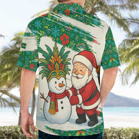 Dominica Christmas Hawaiian Shirt with Santa Snowman and Tropical Carnival Headpiece - Wonder Print Shop