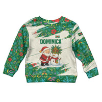 Dominica Christmas Kid Ugly Christmas Sweater with Santa Snowman and Tropical Carnival Headpiece - Wonder Print Shop