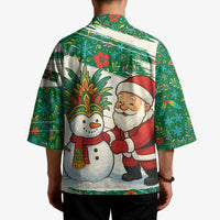 Dominica Christmas Kimono with Santa Snowman and Tropical Carnival Headpiece - Wonder Print Shop
