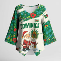 Dominica Christmas Kimono Sleeve Blouse with Santa Snowman and Tropical Carnival Headpiece - Wonder Print Shop