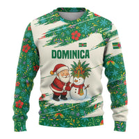 Dominica Christmas Ugly Christmas Sweater with Santa Snowman and Tropical Carnival Headpiece - Wonder Print Shop
