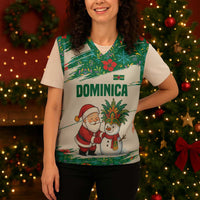 Dominica Christmas Knitted V-Neck Vest with Santa Snowman and Tropical Carnival Headpiece - Wonder Print Shop