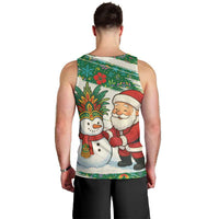 Dominica Christmas Men Tank Top with Santa Snowman and Tropical Carnival Headpiece - Wonder Print Shop