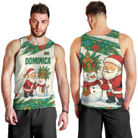 Dominica Christmas Men Tank Top with Santa Snowman and Tropical Carnival Headpiece - Wonder Print Shop