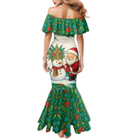 Dominica Christmas Mermaid Dress with Santa Snowman and Tropical Carnival Headpiece - Wonder Print Shop