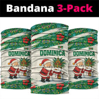 Dominica Christmas Neck Gaiter with Santa Snowman and Tropical Carnival Headpiece - Wonder Print Shop