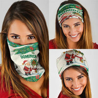 Dominica Christmas Neck Gaiter with Santa Snowman and Tropical Carnival Headpiece - Wonder Print Shop