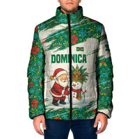 Dominica Christmas Padded Jacket with Santa Snowman and Tropical Carnival Headpiece - Wonder Print Shop