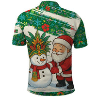 Dominica Christmas Polo Shirt with Santa Snowman and Tropical Carnival Headpiece - Wonder Print Shop