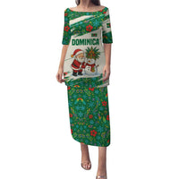 Dominica Christmas Puletasi with Santa Snowman and Tropical Carnival Headpiece - Wonder Print Shop