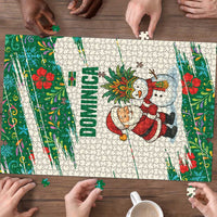 Dominica Christmas Puzzle with Santa Snowman and Tropical Carnival Headpiece - Wonder Print Shop