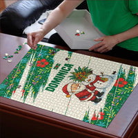 Dominica Christmas Puzzle with Santa Snowman and Tropical Carnival Headpiece - Wonder Print Shop