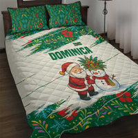 Dominica Christmas Quilt Bed Set with Santa Snowman and Tropical Carnival Headpiece - Wonder Print Shop