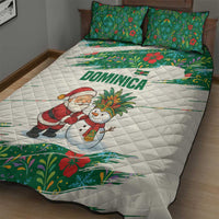 Dominica Christmas Quilt Bed Set with Santa Snowman and Tropical Carnival Headpiece - Wonder Print Shop