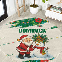 Dominica Christmas Round Carpet with Santa Snowman and Tropical Carnival Headpiece - Wonder Print Shop