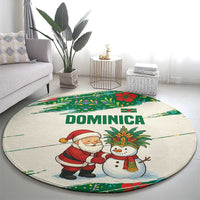 Dominica Christmas Round Carpet with Santa Snowman and Tropical Carnival Headpiece - Wonder Print Shop
