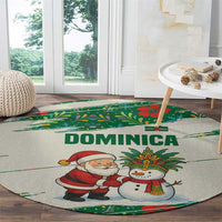 Dominica Christmas Round Carpet with Santa Snowman and Tropical Carnival Headpiece - Wonder Print Shop