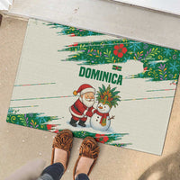 Dominica Christmas Rubber Doormat with Santa Snowman and Tropical Carnival Headpiece - Wonder Print Shop