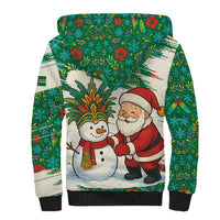 Dominica Christmas Sherpa Hoodie with Santa Snowman and Tropical Carnival Headpiece - Wonder Print Shop