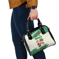 Dominica Christmas Shoulder Handbag with Santa Snowman and Tropical Carnival Headpiece - Wonder Print Shop