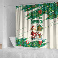 Dominica Christmas Shower Curtain with Santa Snowman and Tropical Carnival Headpiece - Wonder Print Shop