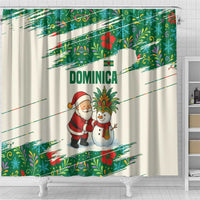 Dominica Christmas Shower Curtain with Santa Snowman and Tropical Carnival Headpiece - Wonder Print Shop