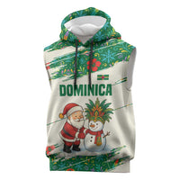 Dominica Christmas Sleeveless Hoodie with Santa Snowman and Tropical Carnival Headpiece - Wonder Print Shop