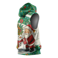 Dominica Christmas Sleeveless Hoodie with Santa Snowman and Tropical Carnival Headpiece - Wonder Print Shop