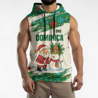 Dominica Christmas Sleeveless Hoodie with Santa Snowman and Tropical Carnival Headpiece - Wonder Print Shop
