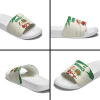 Dominica Christmas Slide Sandals with Santa Snowman and Tropical Carnival Headpiece - Wonder Print Shop
