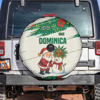 Dominica Christmas Spare Tire Cover with Santa Snowman and Tropical Carnival Headpiece - Wonder Print Shop