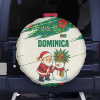 Dominica Christmas Spare Tire Cover with Santa Snowman and Tropical Carnival Headpiece - Wonder Print Shop