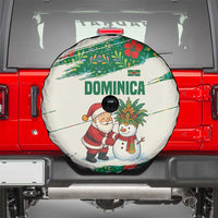 Dominica Christmas Spare Tire Cover with Santa Snowman and Tropical Carnival Headpiece - Wonder Print Shop