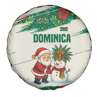 Dominica Christmas Spare Tire Cover with Santa Snowman and Tropical Carnival Headpiece - Wonder Print Shop