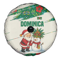 Dominica Christmas Spare Tire Cover with Santa Snowman and Tropical Carnival Headpiece - Wonder Print Shop