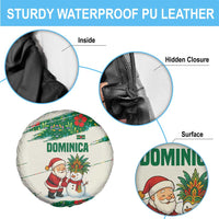 Dominica Christmas Spare Tire Cover with Santa Snowman and Tropical Carnival Headpiece - Wonder Print Shop