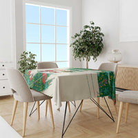 Dominica Christmas Tablecloth with Santa Snowman and Tropical Carnival Headpiece - Wonder Print Shop