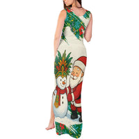 Dominica Christmas Tank Maxi Dress with Santa Snowman and Tropical Carnival Headpiece - Wonder Print Shop