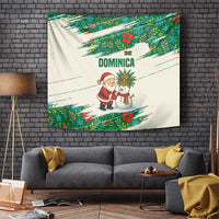 Dominica Christmas Tapestry with Santa Snowman and Tropical Carnival Headpiece - Wonder Print Shop