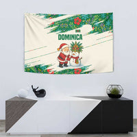 Dominica Christmas Tapestry with Santa Snowman and Tropical Carnival Headpiece - Wonder Print Shop