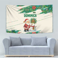 Dominica Christmas Tapestry with Santa Snowman and Tropical Carnival Headpiece - Wonder Print Shop