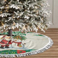 Dominica Christmas Tree Skirt with Santa Snowman and Tropical Carnival Headpiece - Wonder Print Shop