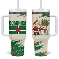 Dominica Christmas Tumbler With Handle with Santa Snowman and Tropical Carnival Headpiece - Wonder Print Shop