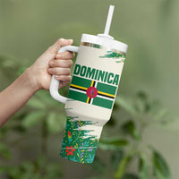 Dominica Christmas Tumbler With Handle with Santa Snowman and Tropical Carnival Headpiece - Wonder Print Shop