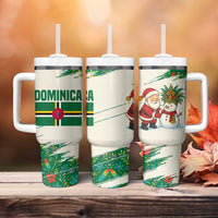 Dominica Christmas Tumbler With Handle with Santa Snowman and Tropical Carnival Headpiece - Wonder Print Shop