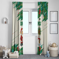 Dominica Christmas Window Curtain with Santa Snowman and Tropical Carnival Headpiece - Wonder Print Shop
