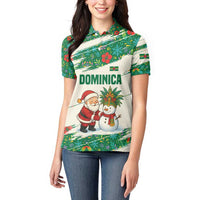 Dominica Christmas Women Polo Shirt with Santa Snowman and Tropical Carnival Headpiece - Wonder Print Shop