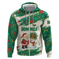 Dominica Christmas Zip Hoodie with Santa Snowman and Tropical Carnival Headpiece - Wonder Print Shop