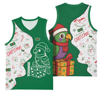Dominica Christmas Basketball Jersey with Parrot Gift Box and Festive Pattern Design - Wonder Print Shop