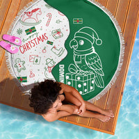 Dominica Christmas Beach Blanket with Parrot Gift Box and Festive Pattern Design - Wonder Print Shop
